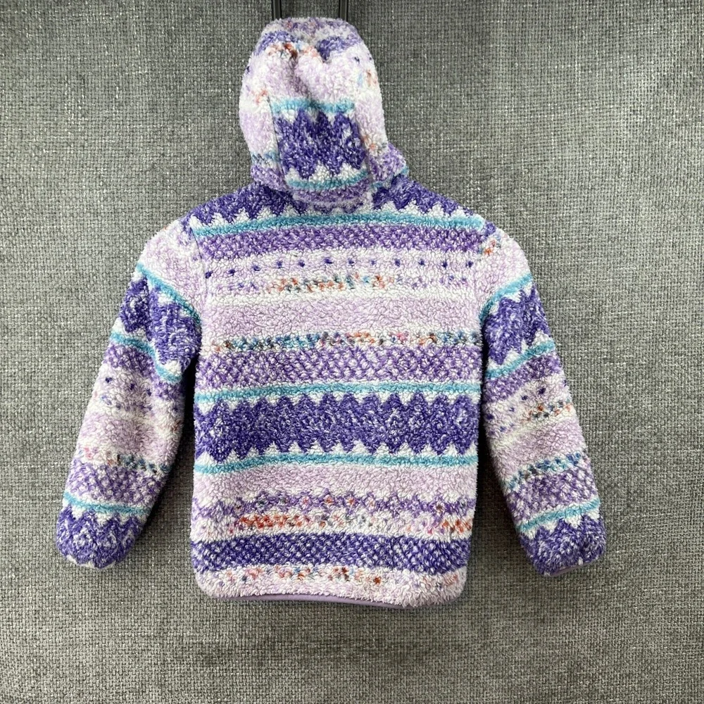 EDDIE BAUER Quest Fleece Plush Sherpa Hooded‎ Jacket Girls Size XS (5/6) Multi